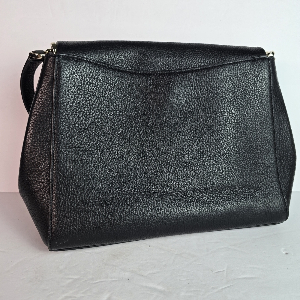 Kate Spade Leila Black Pebbled Leather Flap Shoulder Bag Extra Crossbody Strap - Picture 7 of 16